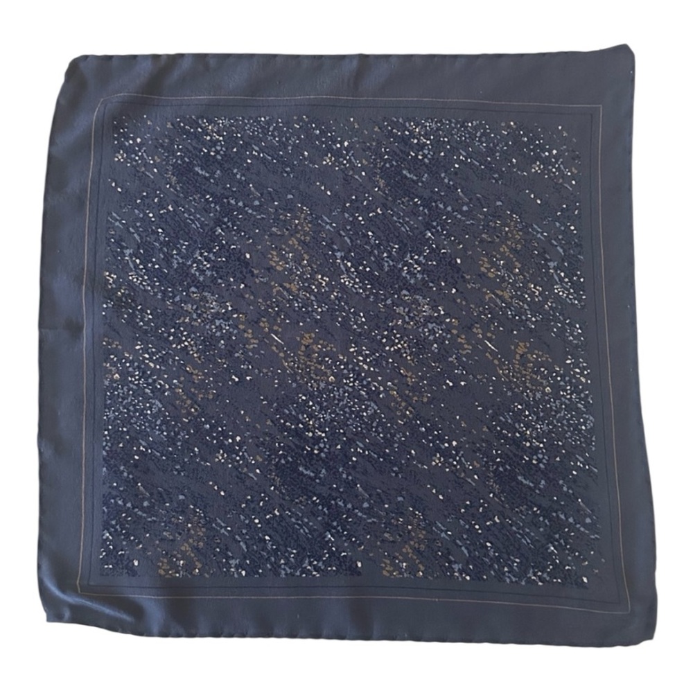 Pierre Balmain Blue Silk Stardast Print Pocket Square Made in Italy
